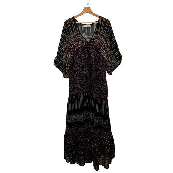 Zara Bohemian Style TRF Collection Maxi Dress With Patterned Design & V-Neckline - Picture 1 of 9